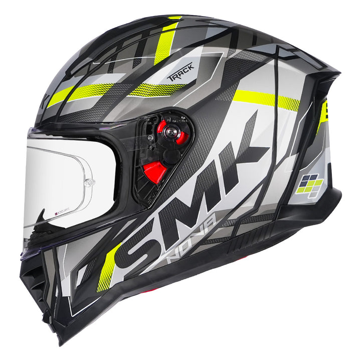 SMK Nova Track Helmet matt grey yellow side