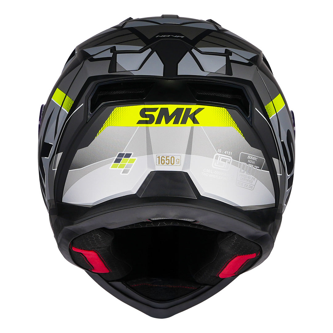 SMK Nova Track Helmet matt grey yellow back
