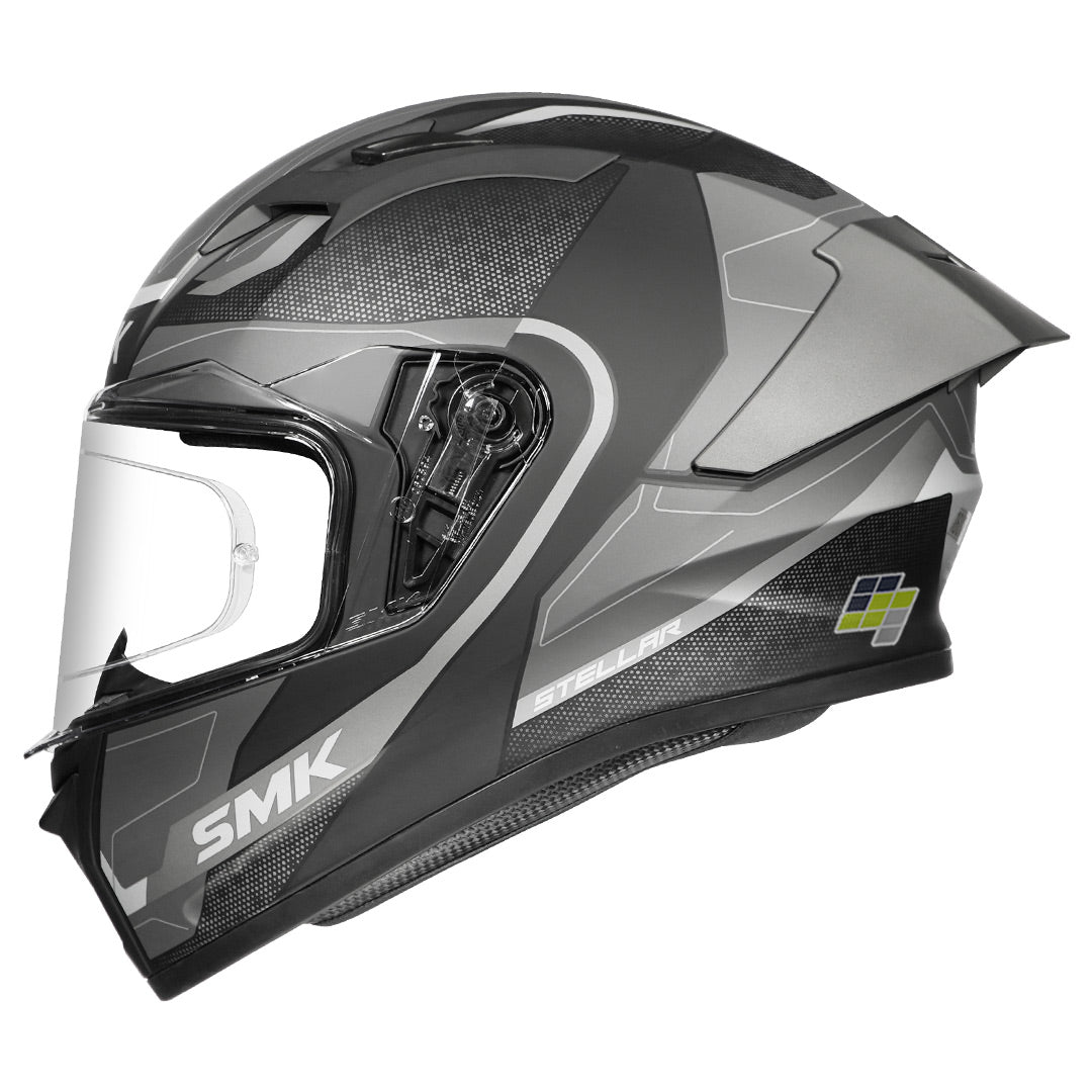SMK Stellar Sports Flight Helmet matt grey side