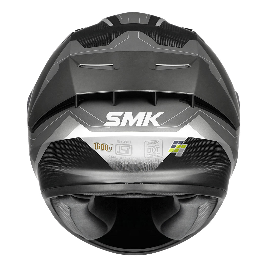 SMK Stellar Sports Flight Helmet matt grey back