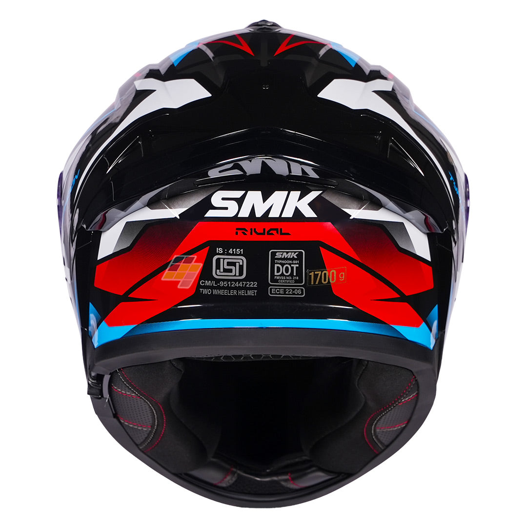 SMK Typhoon Rival Helmet white red back