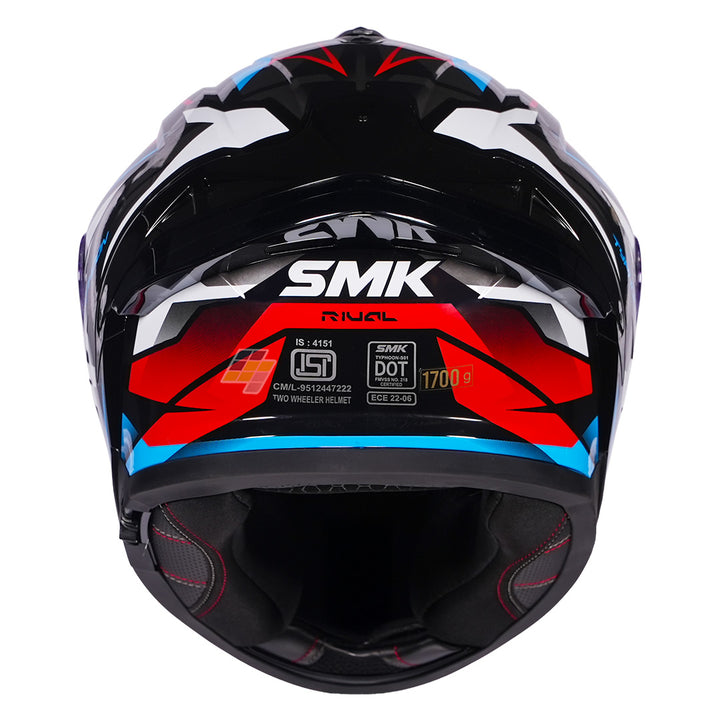 SMK Typhoon Rival Helmet white red back