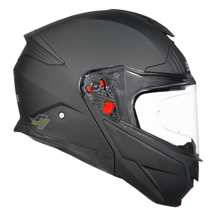 SMK Gullwing Solid Matt Black Modular Helmet side