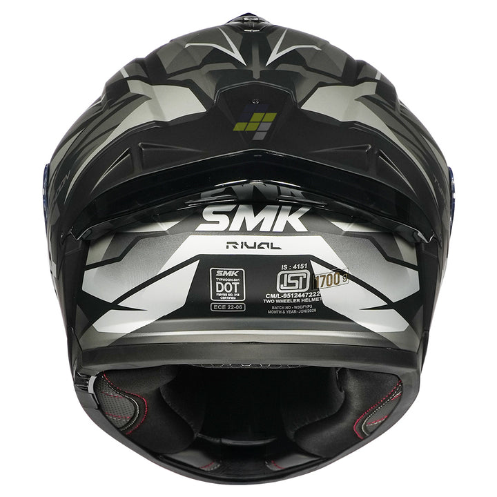 SMK Typhoon Rival Helmet matt black grey back
