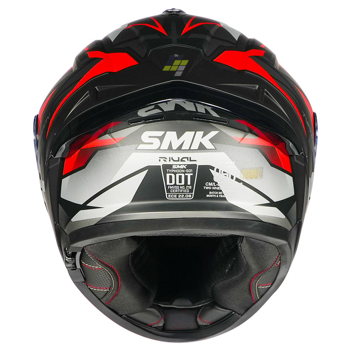 SMK Typhoon Rival Helmet matt black grey red back