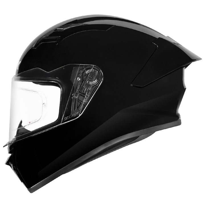 SMK Stellar Sports Solid Gloss Black Helmet side