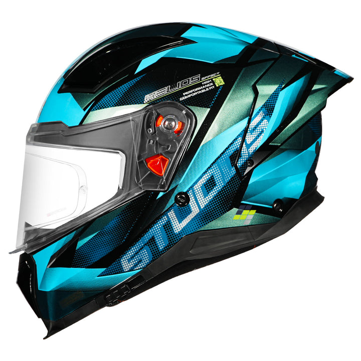 STUDDS Helios Effect Helmet black and chameleon blue side