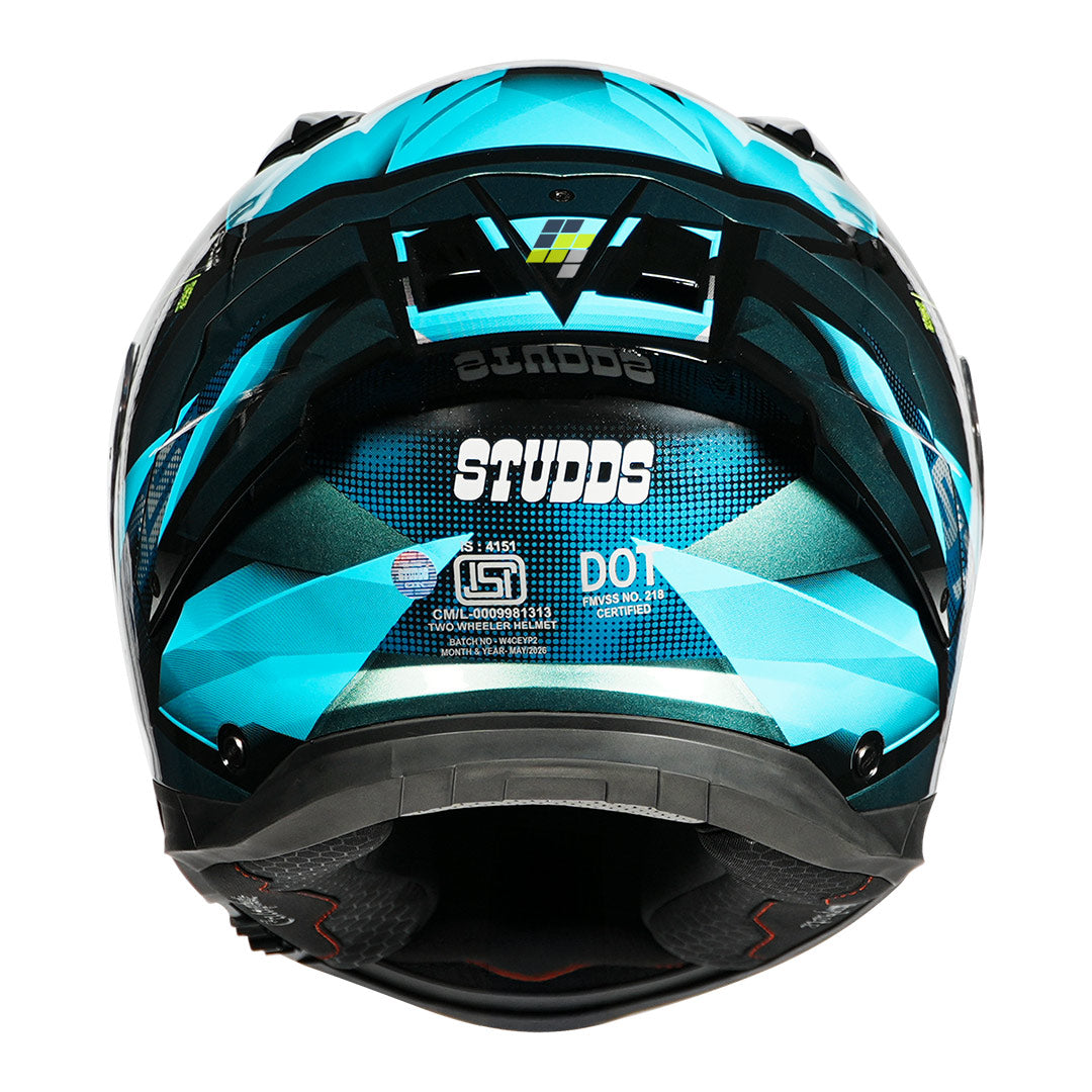STUDDS Helios Effect Helmet black and chameleon blue back