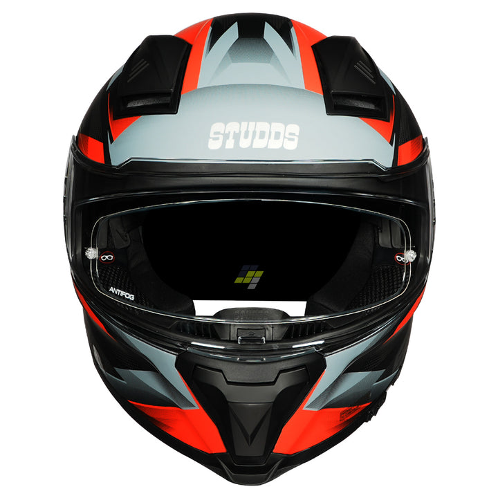 STUDDS Helios Effect Helmet matt black and red front