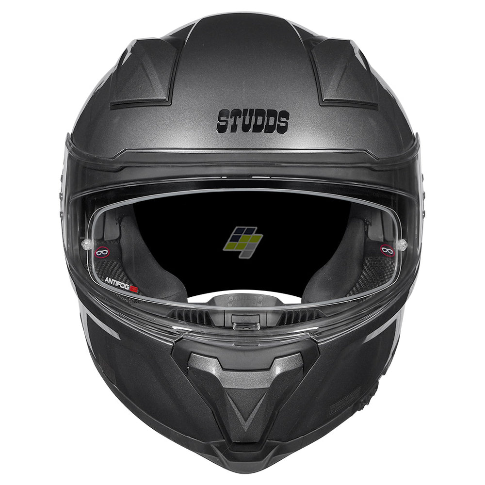 STUDDS Helios Solid Gloss Gun Grey Helmet front