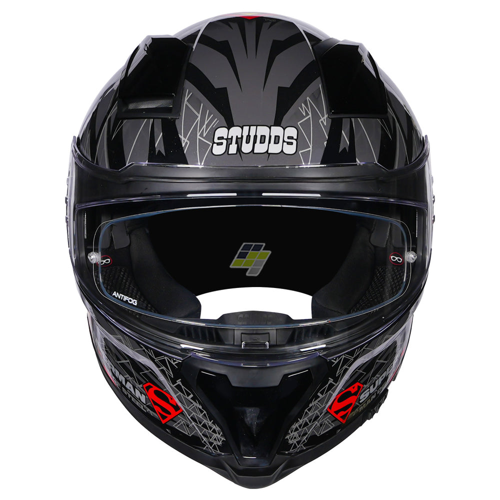 STUDDS Helios Superman Helmet black and blue front