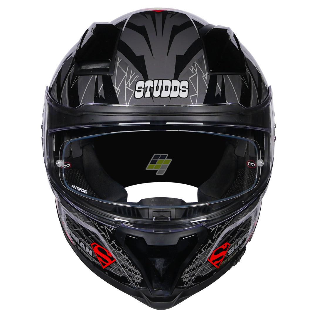 STUDDS Helios Superman Helmet black and blue front