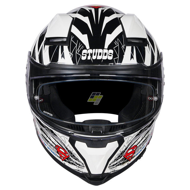 STUDDS Helios Superman Helmet white and blue front