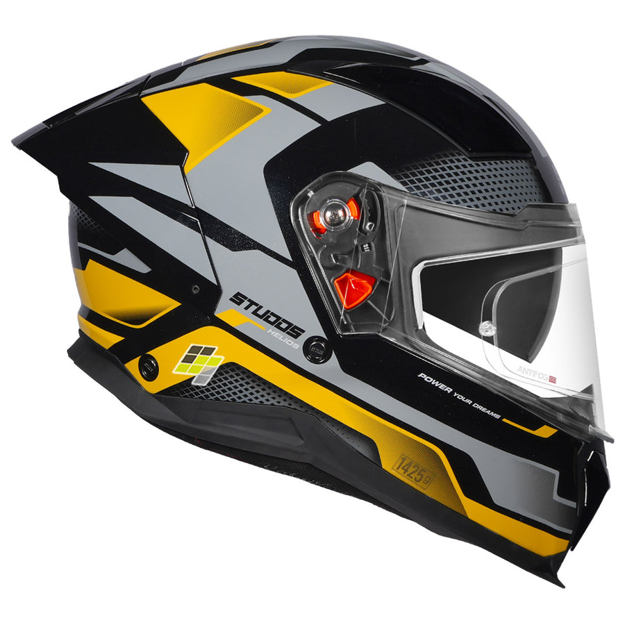 STUDDS Helios Asphalt Helmet | With Sun Visor & Anti-Fog 100 – PowerSports