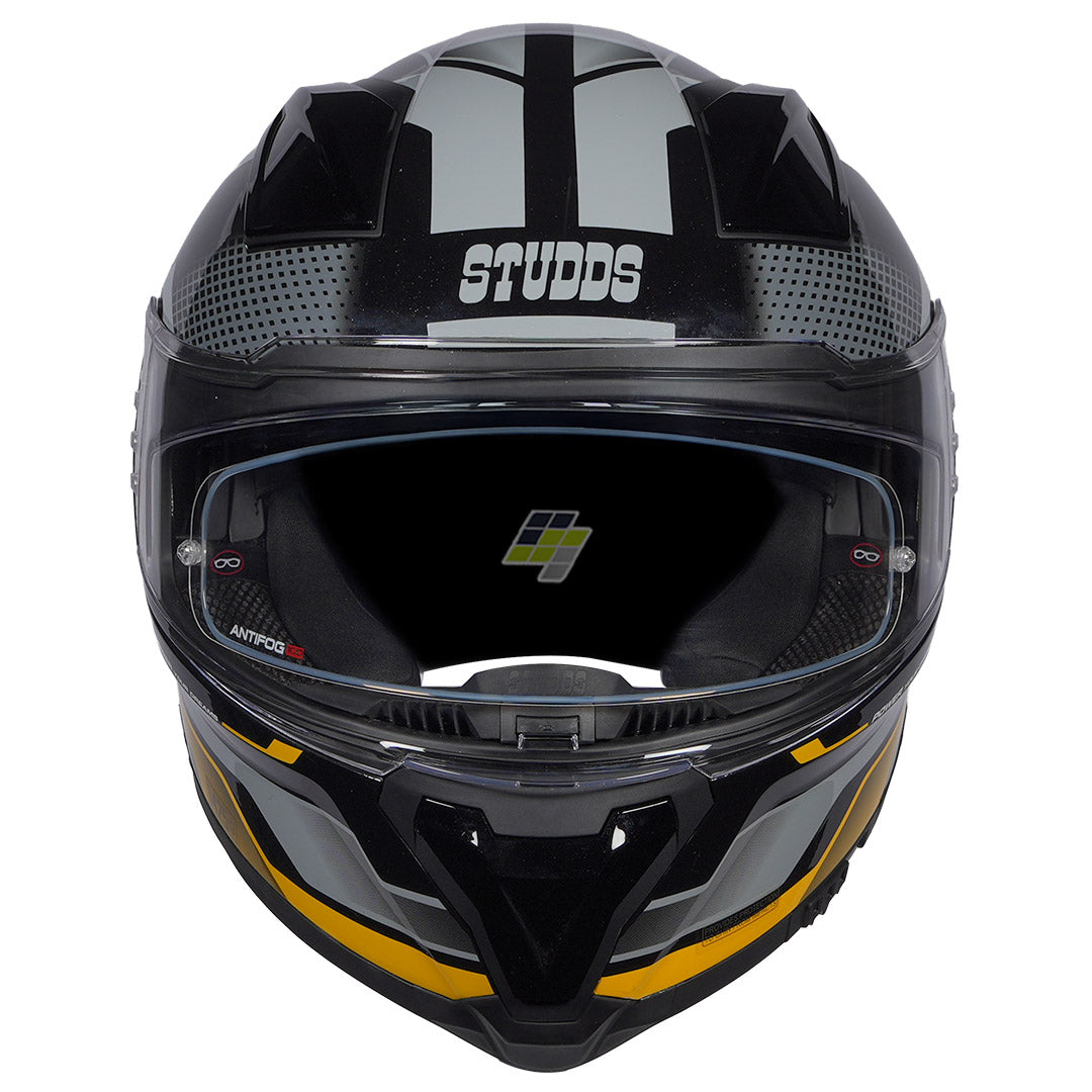 STUDDS Helios Asphalt Helmet | With Sun Visor & Anti-Fog 100 – PowerSports