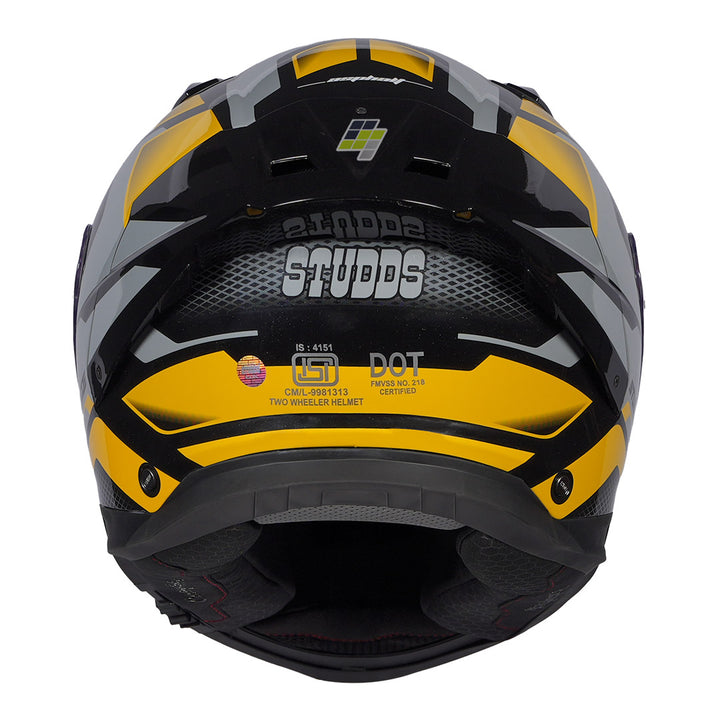 STUDDS Helios Asphalt Helmet black yellow back
