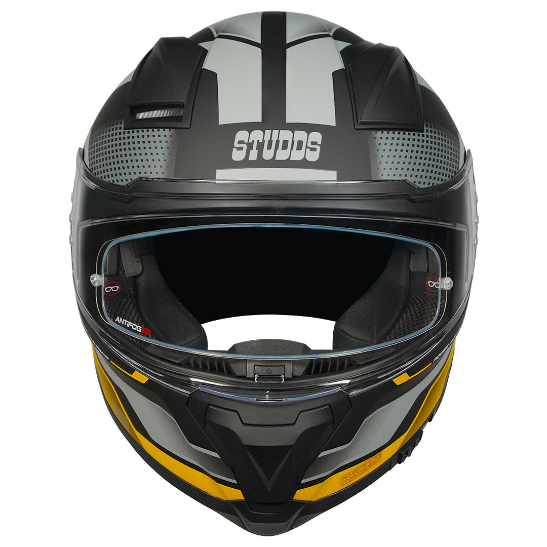STUDDS Helios Asphalt Helmet matt black yellow front