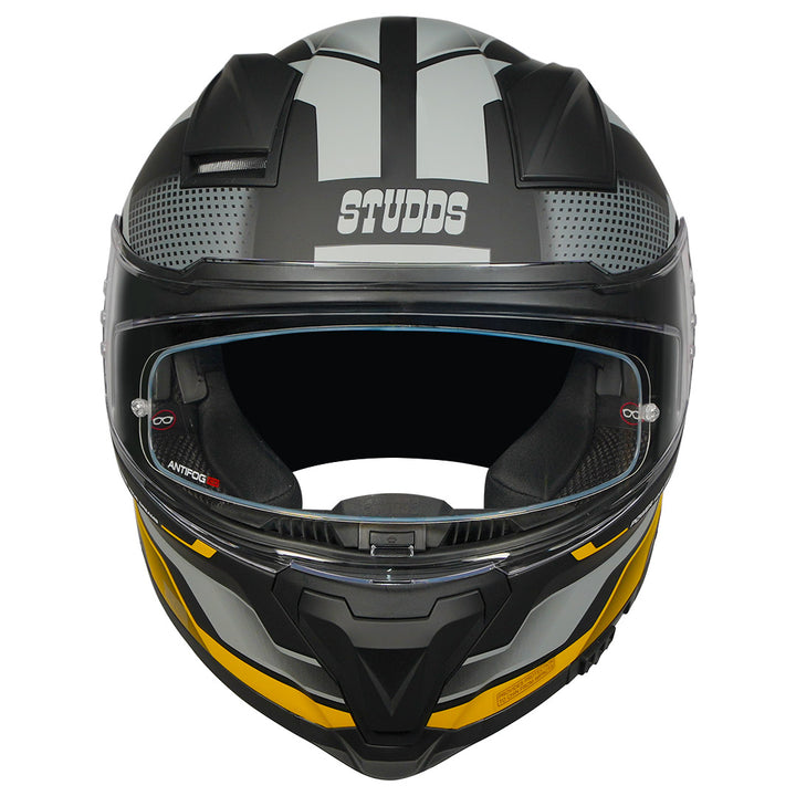 STUDDS Helios Asphalt Helmet matt black yellow front