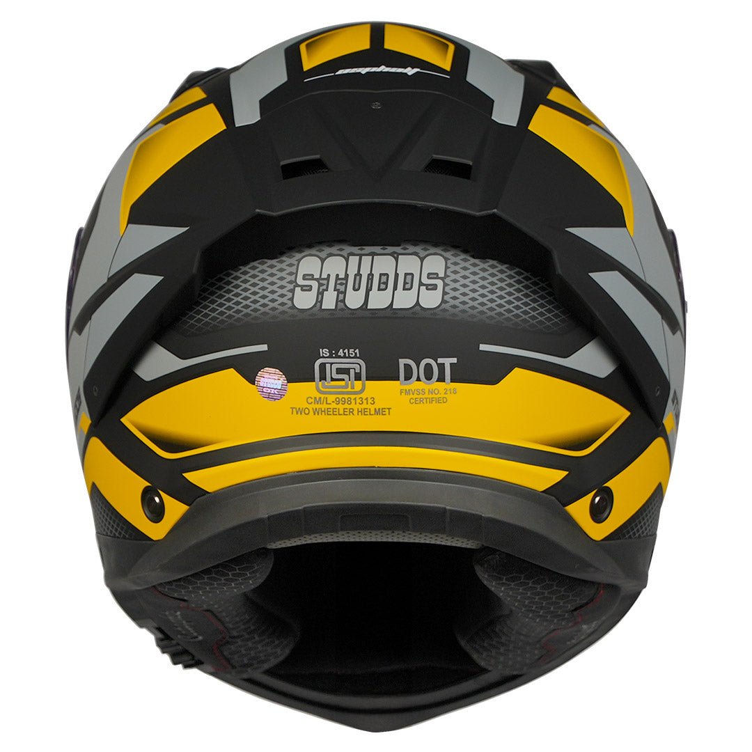 STUDDS Helios Asphalt Helmet matt black yellow back