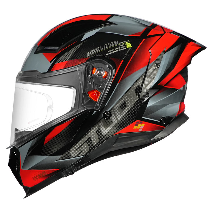 STUDDS Helios Effect Helmet gloss black and red side