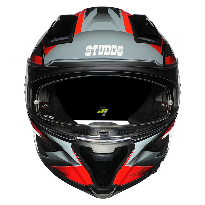 STUDDS Helios Effect Helmet gloss black and red front