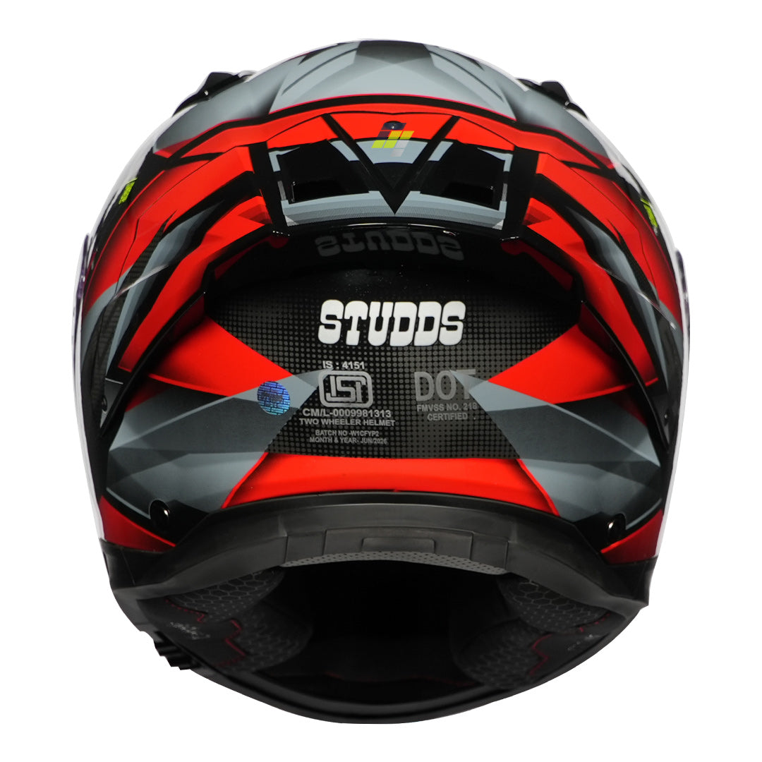 STUDDS Helios Effect Helmet gloss black and red back