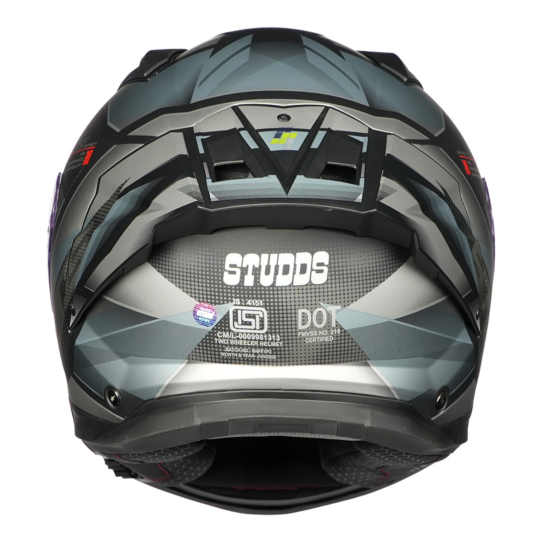 STUDDS Helios Effect Helmet matt black and grey back