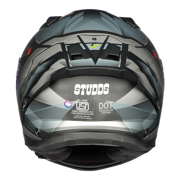 STUDDS Helios Effect Helmet matt black and grey back