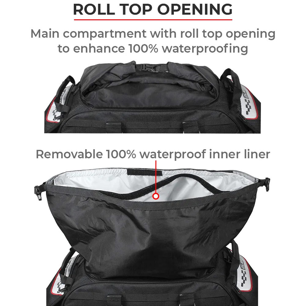 Viaterra Claw(72L) Waterproof Tail bag opening