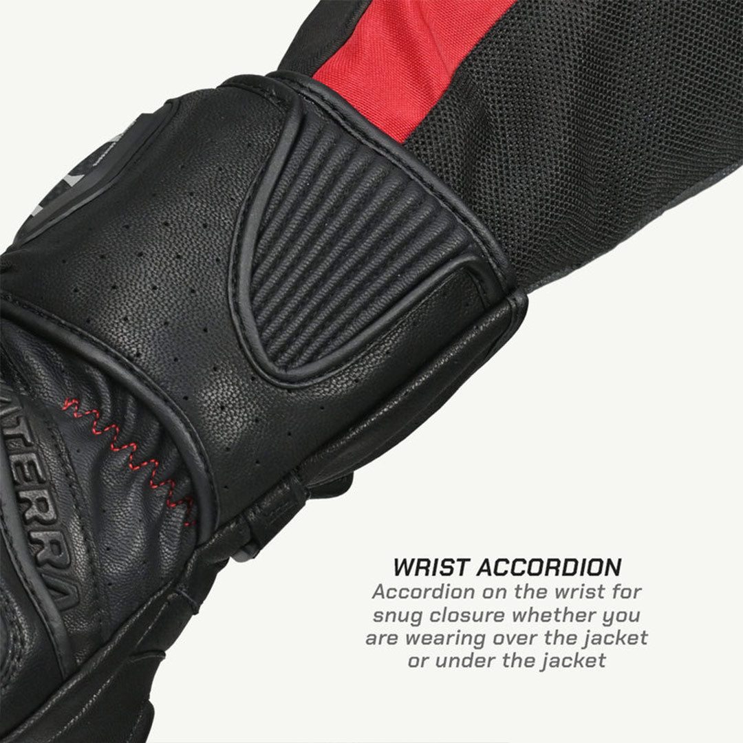 Close-up of ViaTerra Grid MK3 Riding Gloves showing wrist accordion feature.