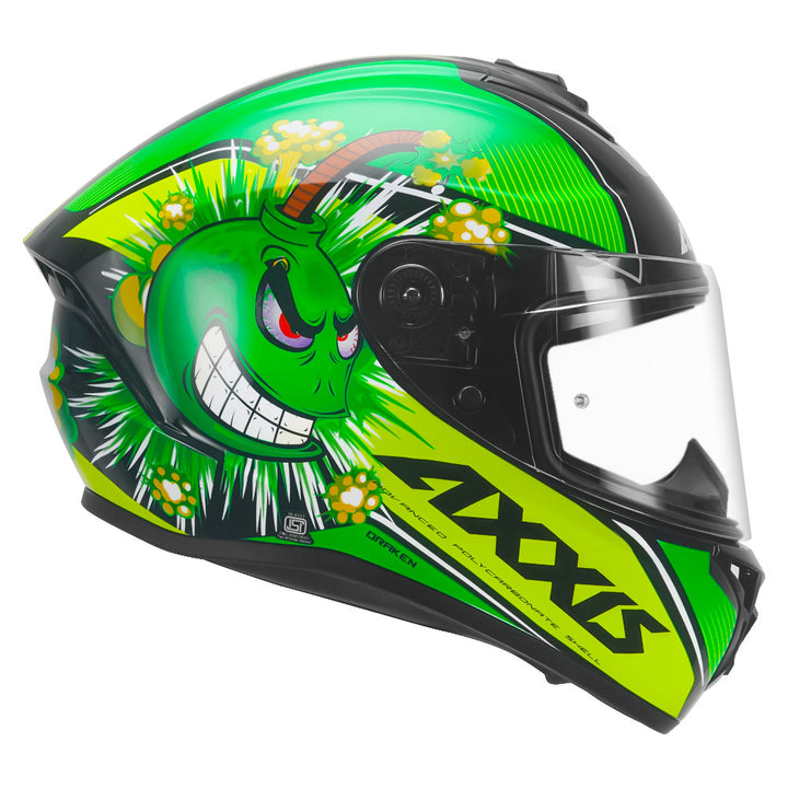 Axxis Draken S Boms full face motorcycle Helmet green