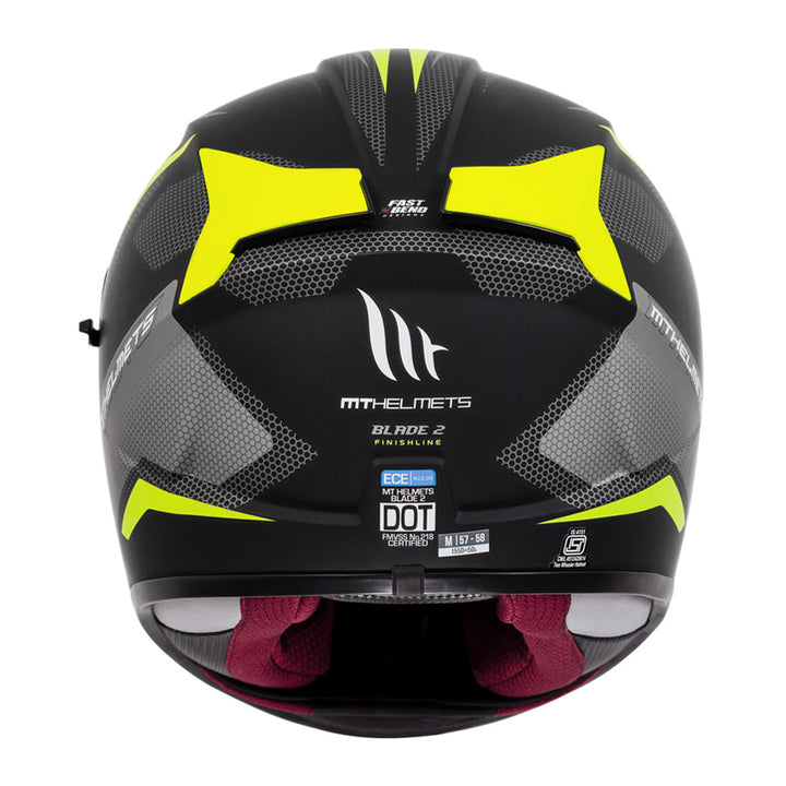 MT Blade 2SV Finishline Bike Helmet fluorescent yellow back