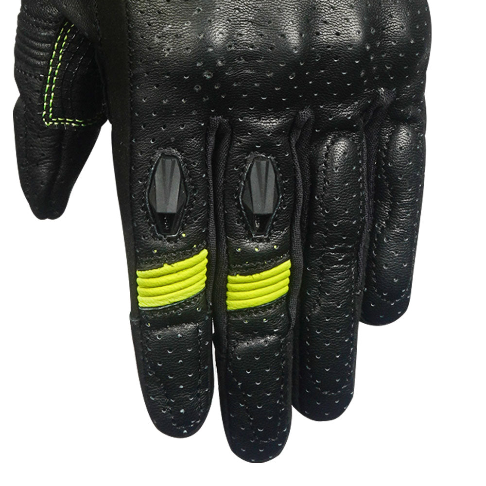 Korda Drag Short Cuff Leather Riding Gloves fluorescent yelllow