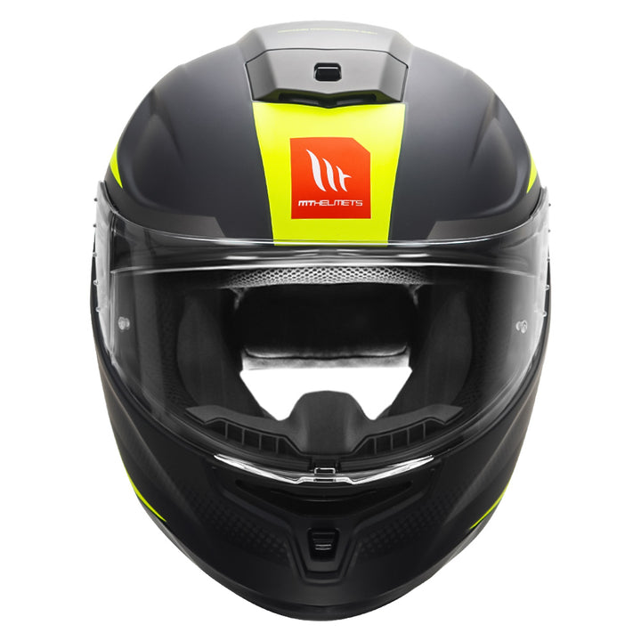 MT Hummer Brick Motorcycle Helmet fluorescent yellow front view