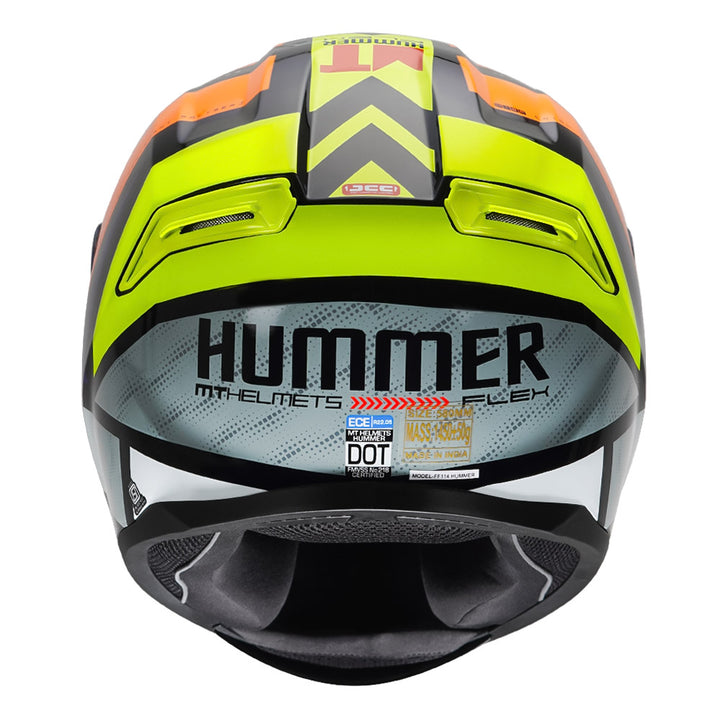 MT Hummer Flex Motorcycle Helmet multicolor back view