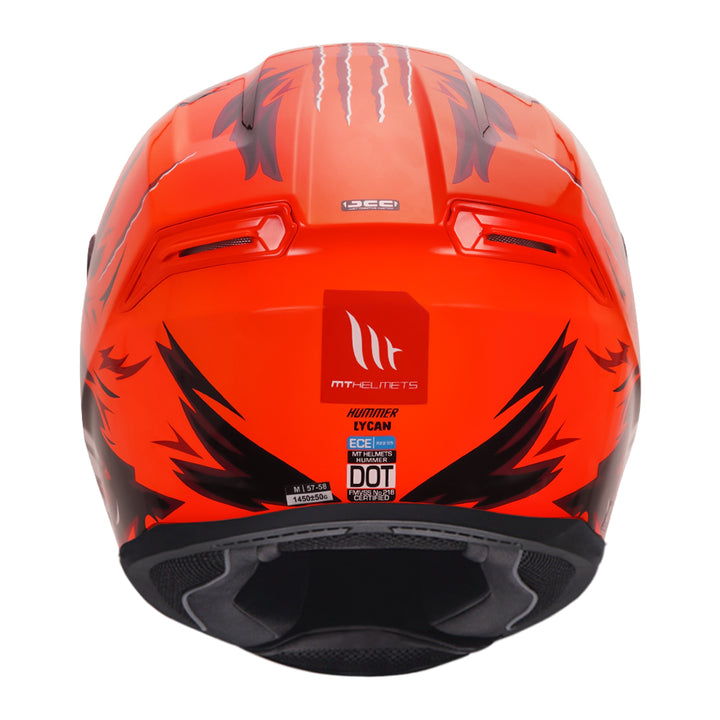 MT Hummer Lycan helmet red back view