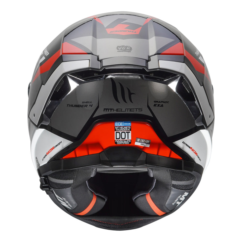 MT Thunder4 EXA Motorcycle Helmet red back