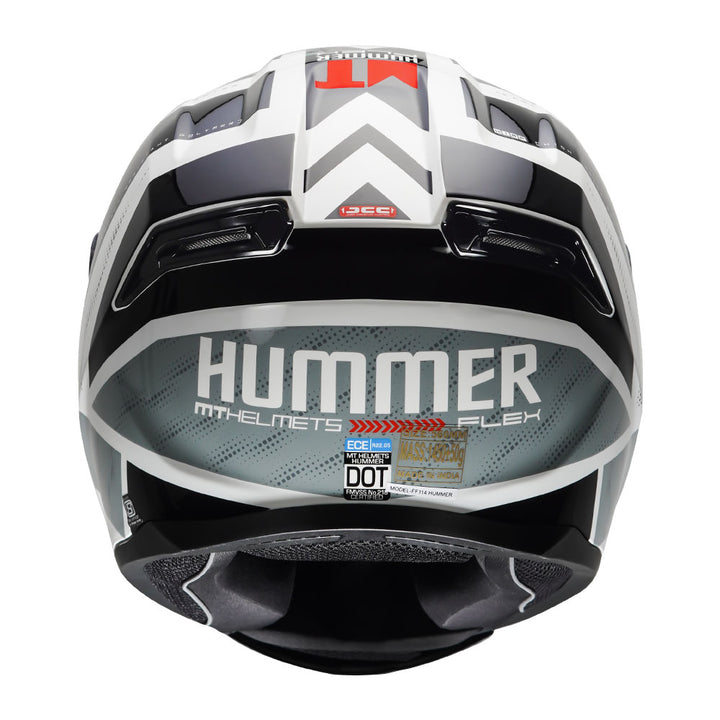 MT Hummer Flex Motorcycle Helmet Black back view