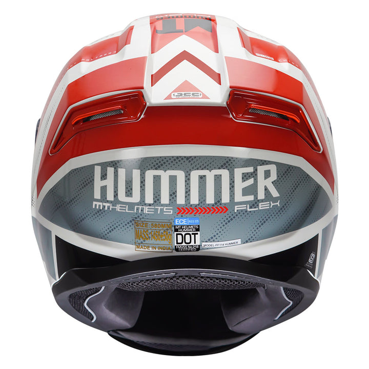 MT Hummer Flex Motorcycle Helmet Red back view