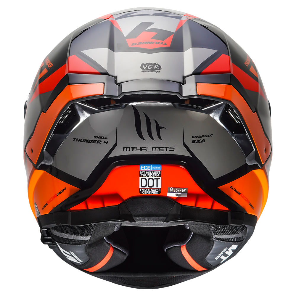 MT Thunder4 EXA Motorcycle Helmet orange back